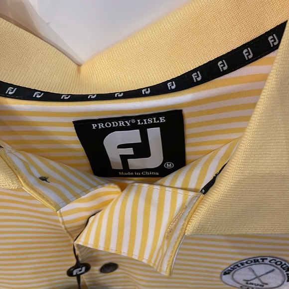 Men’s FootJoy Yellow & White Striped Golf Shirt, Size Medium, NWT - Picture 4 of 8